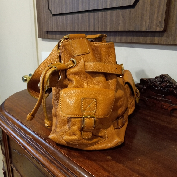 Maxx NY tan pebbled leather large shoulder bag 3 compartment original dust bag - Picture 4 of 12